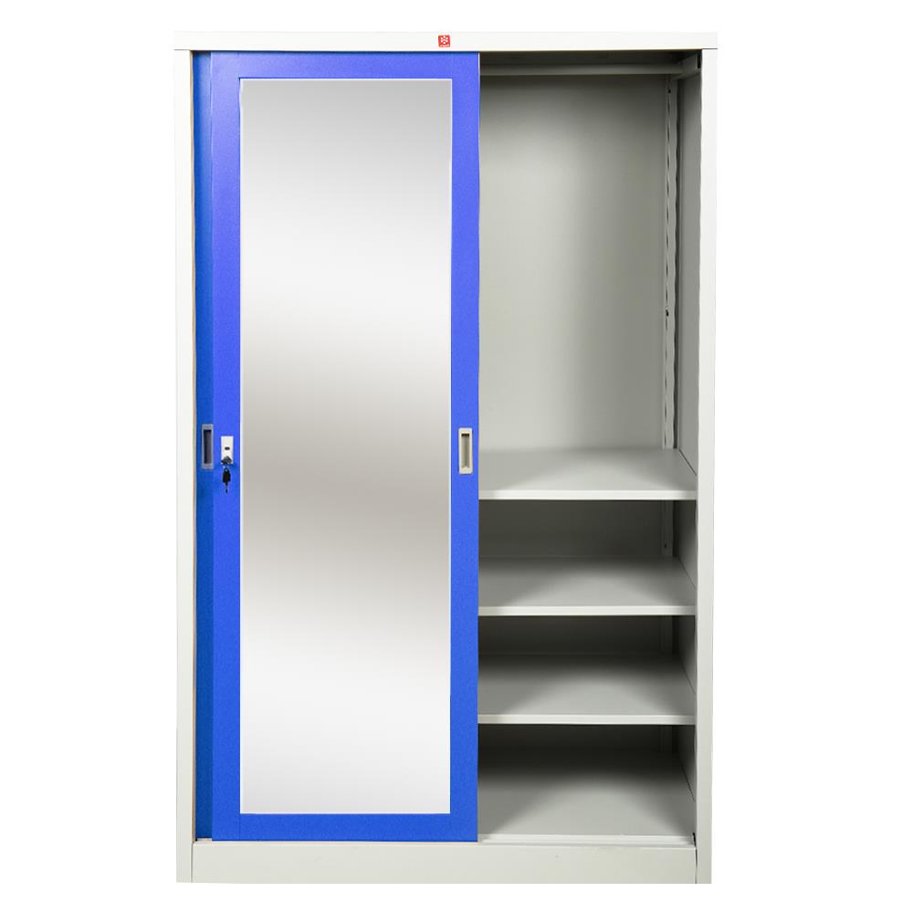 ตู้เสื้อผ้าบานเลื่อนกระจกเงา LUCKY WORLD KSV-126K-RG สีน้ำเงิน