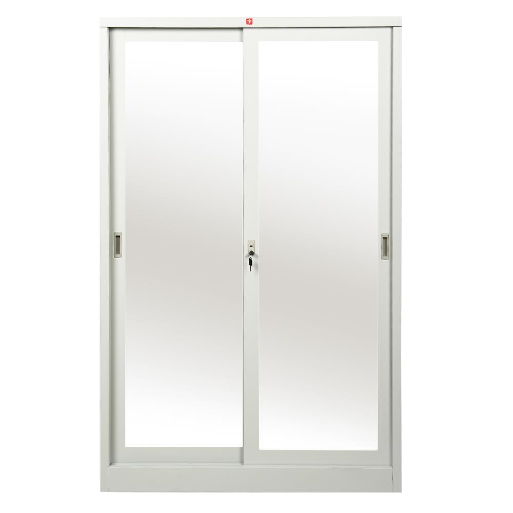 ตู้เสื้อผ้าบานเลื่อนกระจกเงา LUCKY WORLD KSV-126K-TG สีเทาทราย