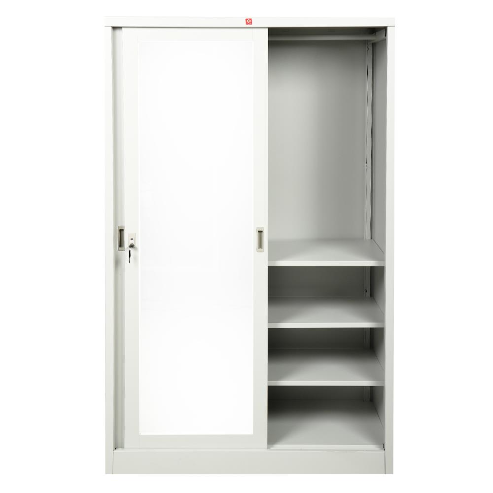 ตู้เสื้อผ้าบานเลื่อนกระจกเงา LUCKY WORLD KSV-126K-TG สีเทาทราย