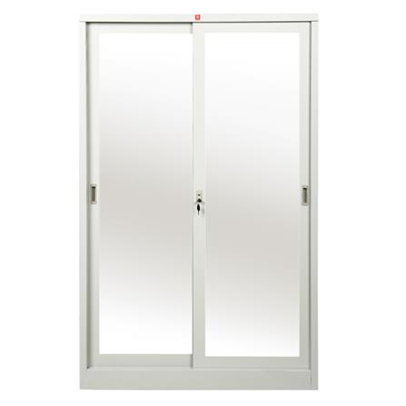 ตู้เสื้อผ้าบานเลื่อนกระจกเงา LUCKY WORLD KSV-126K-TG สีเทาทราย