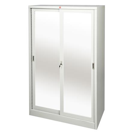 ตู้เสื้อผ้าบานเลื่อนกระจกเงา LUCKY WORLD KSV-126K-TG สีเทาทราย_1