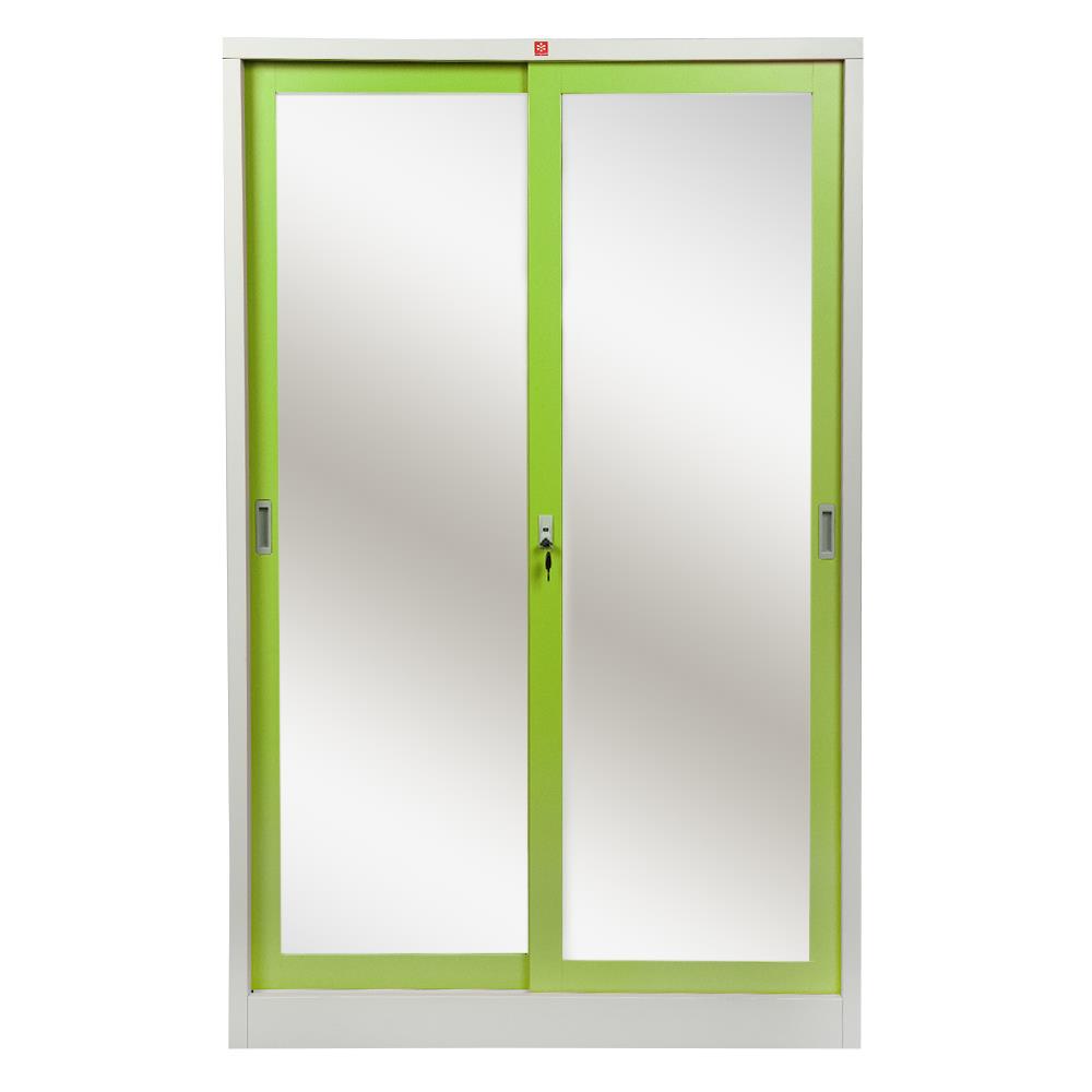 ตู้เสื้อผ้าบานเลื่อนกระจกเงา LUCKY WORLD KSV-126K-GG สีเขียว