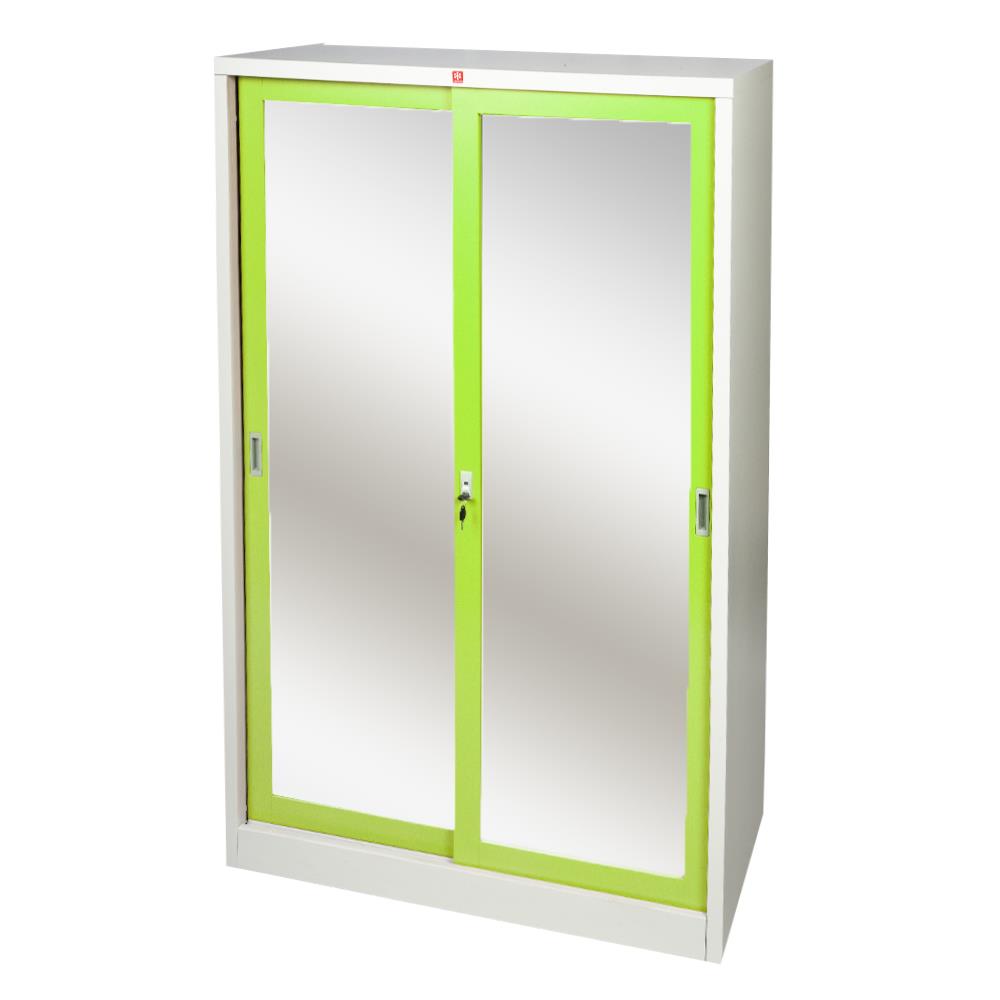 ตู้เสื้อผ้าบานเลื่อนกระจกเงา LUCKY WORLD KSV-126K-GG สีเขียว