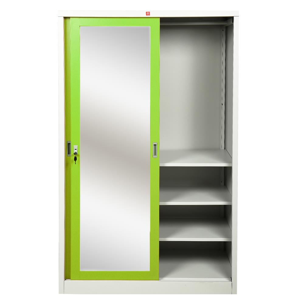 ตู้เสื้อผ้าบานเลื่อนกระจกเงา LUCKY WORLD KSV-126K-GG สีเขียว