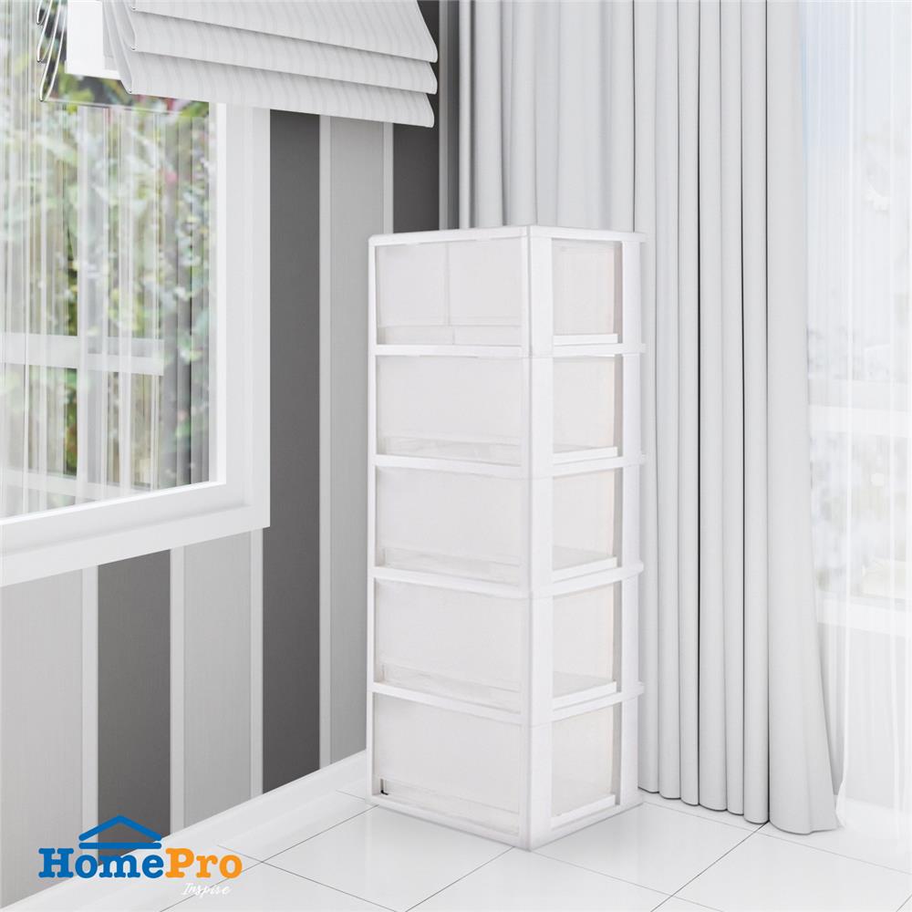 ตู้ลิ้นชัก 5 ชั้น มีล้อ STACKO FINE 42.1x35.8x105.5 ซม. สีขาว