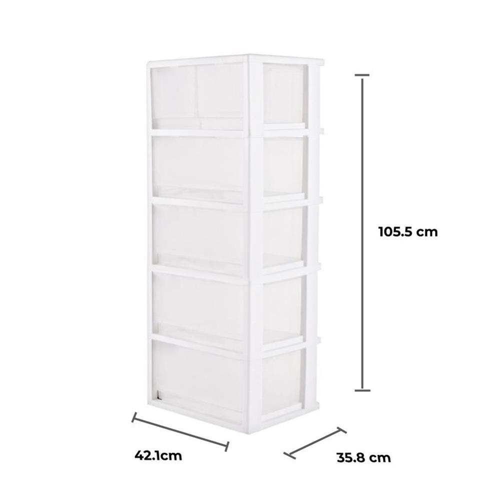 ตู้ลิ้นชัก 5 ชั้น มีล้อ STACKO FINE 42.1x35.8x105.5 ซม. สีขาว