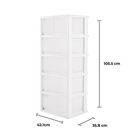 ตู้ลิ้นชัก 5 ชั้น มีล้อ STACKO FINE 42.1x35.8x105.5 ซม. สีขาว_7