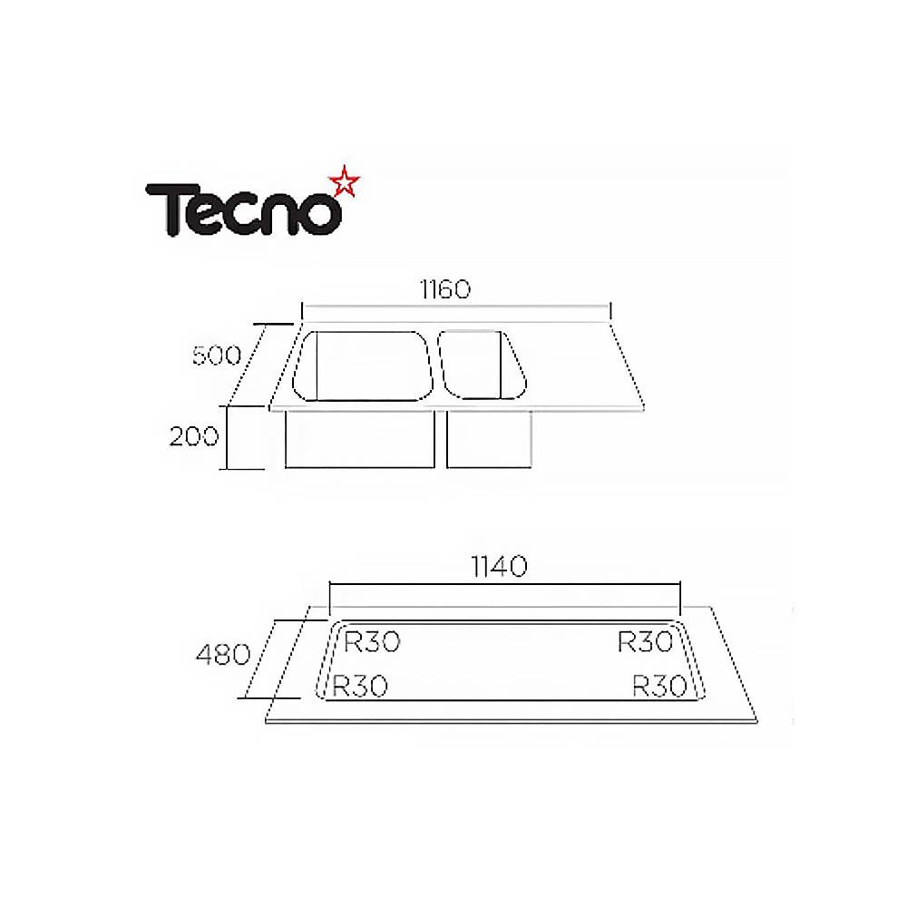 ซิงค์ฝัง 2หลุม 1ที่พัก TECNOSTAR 21116 S สเตนเลส