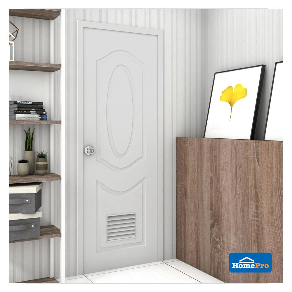 ประตูห้องน้ำ UPVC AZLE PZ2 70X200 ซม. สีขาว เจาะลูกบิด