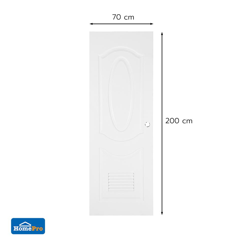 ประตูห้องน้ำ UPVC AZLE PZ2 70X200 ซม. สีขาว เจาะลูกบิด