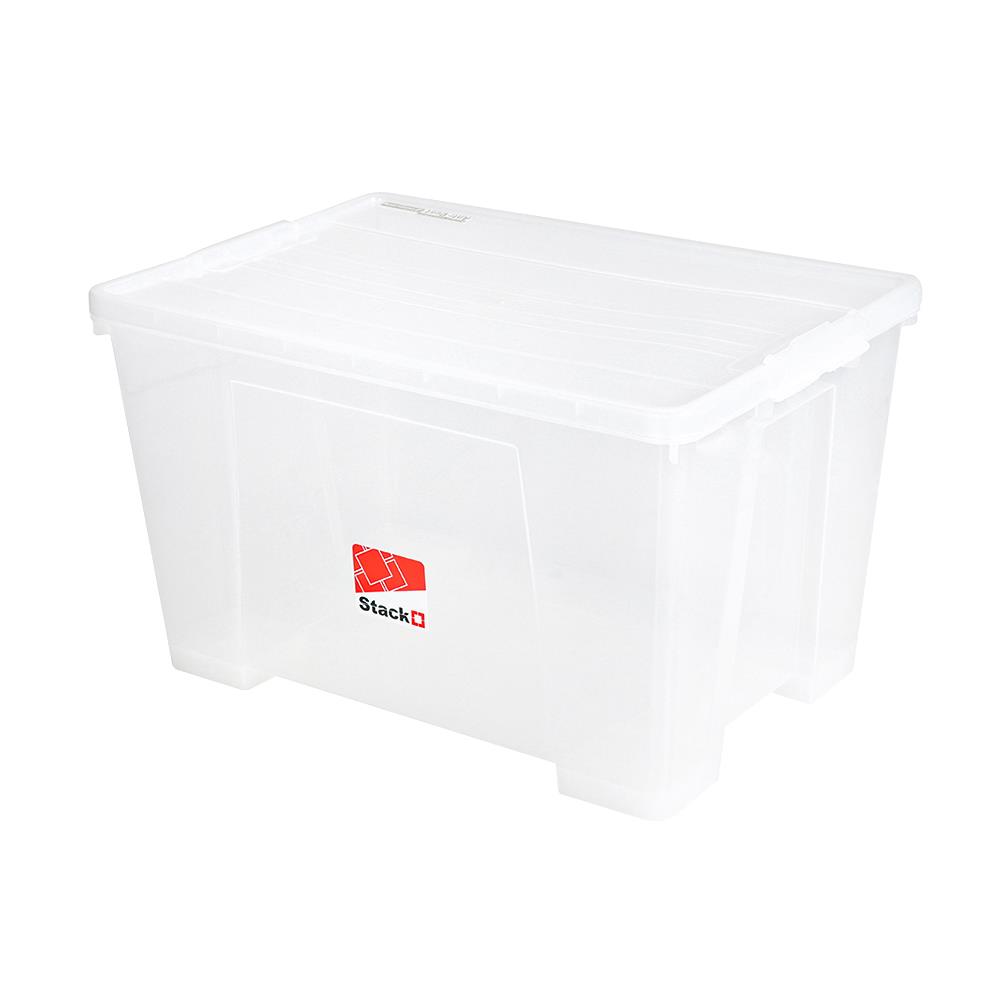 กล่องเก็บของ มีล้อ ฝาล็อค STACKO 110 ลิตร 6655 สีใส