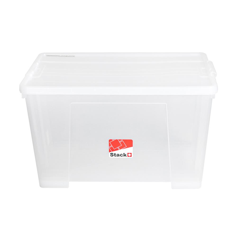 กล่องเก็บของ มีล้อ ฝาล็อค STACKO 110 ลิตร 6655 สีใส