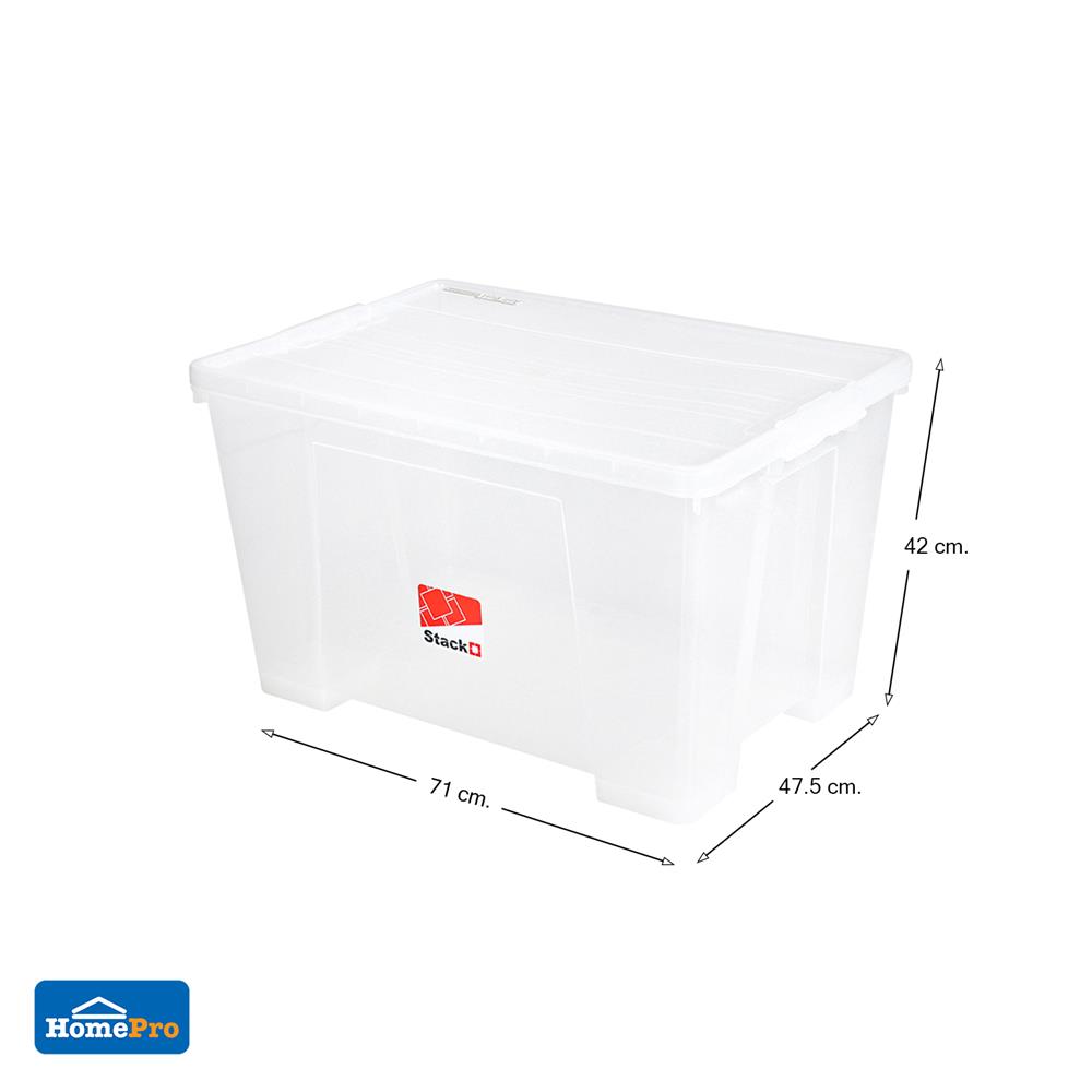 กล่องเก็บของ มีล้อ ฝาล็อค STACKO 110 ลิตร 6655 สีใส