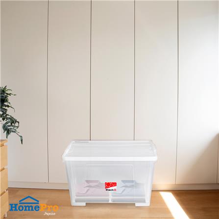 กล่องเก็บของ มีล้อ ฝาล็อค STACKO 110 ลิตร 6655 สีใส_4