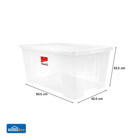 กล่องเก็บของ มีล้อ ฝาล็อค STACKO 6654 62 ลิตร สีใส_7