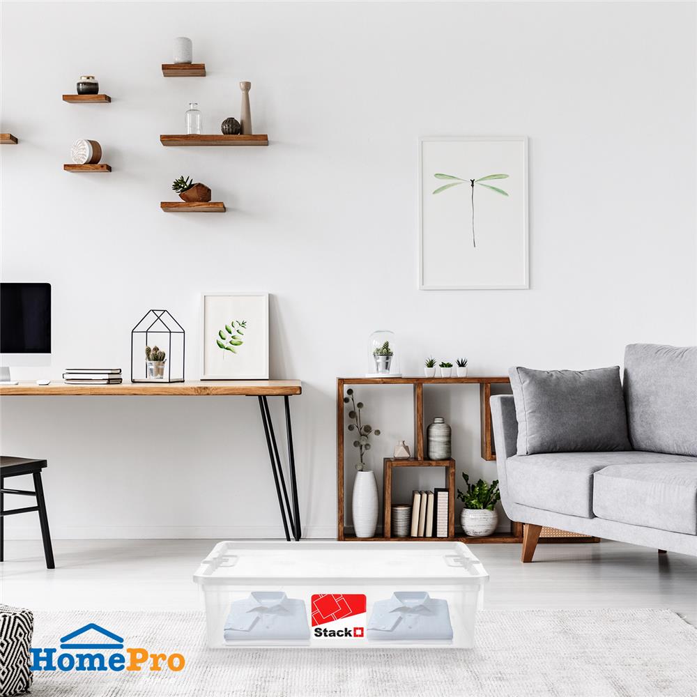 กล่องเก็บของ ฝาล็อค STACKO 6656 16 ลิตร สีใส