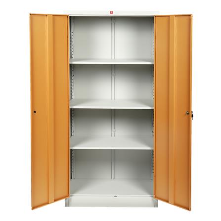 ตู้เหล็กสูงบานเปิดทึบ LUCKY WORLD KWS-183-EG สีน้ำตาล_2