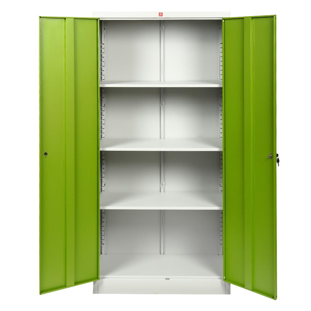 ตู้เหล็กสูงบานเปิดทึบ LUCKY WORLD KWS-183-GG สีเขียว