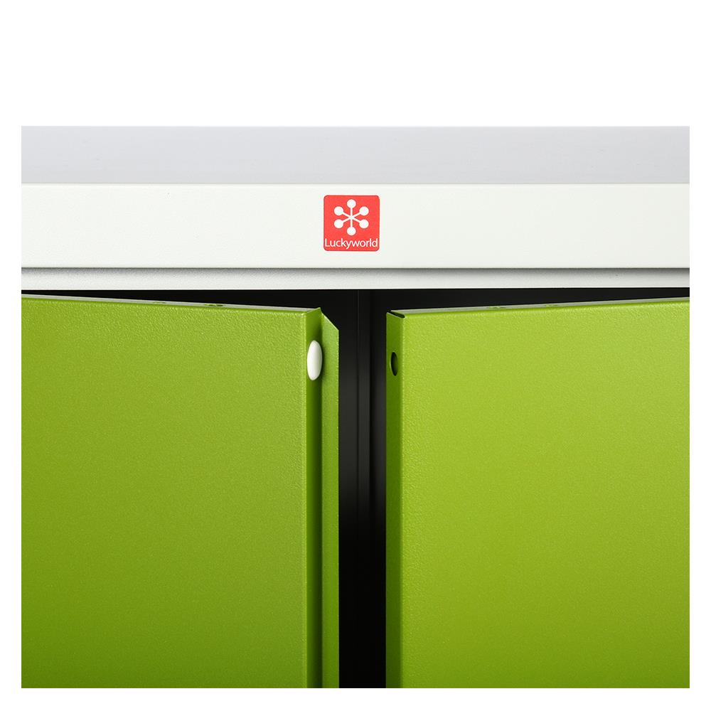 ตู้เหล็กสูงบานเปิดทึบ LUCKY WORLD KWS-183-GG สีเขียว