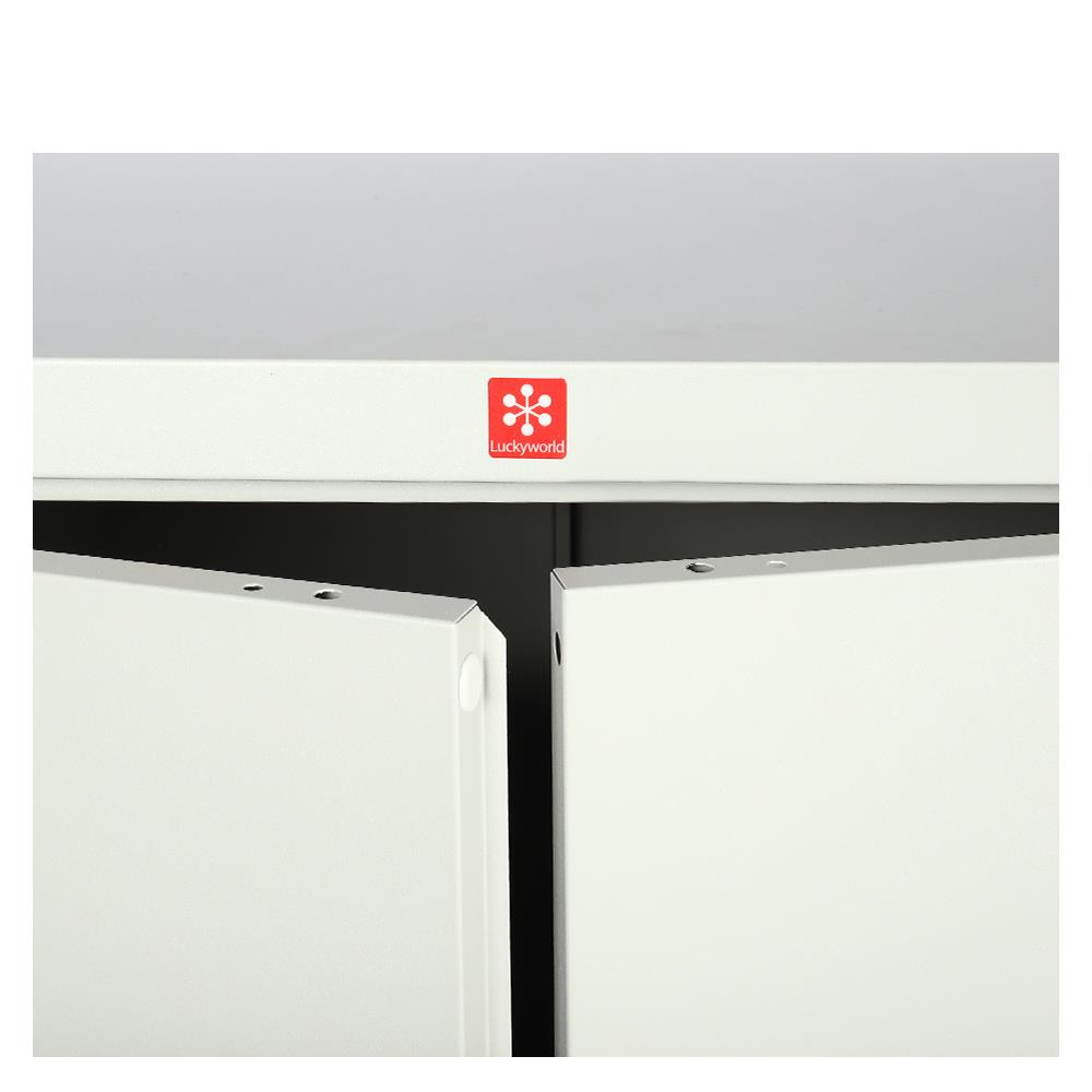 ตู้เหล็กสูงบานเปิดทึบ LUCKY WORLD KWS-183-TG สีเทาทราย