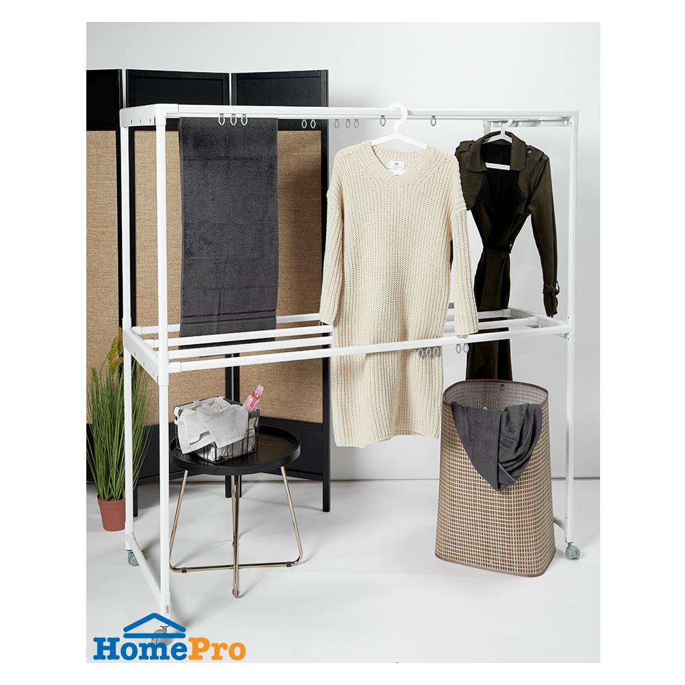 ราวตากผ้าอะลูมิเนียมมีล้อ 8 เส้น PLIM 1.5 ม. สีขาว