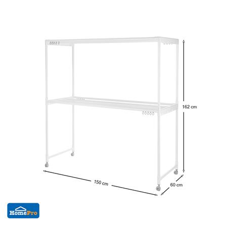 ราวตากผ้าอะลูมิเนียมมีล้อ 8 เส้น PLIM 1.5 ม. สีขาว_4