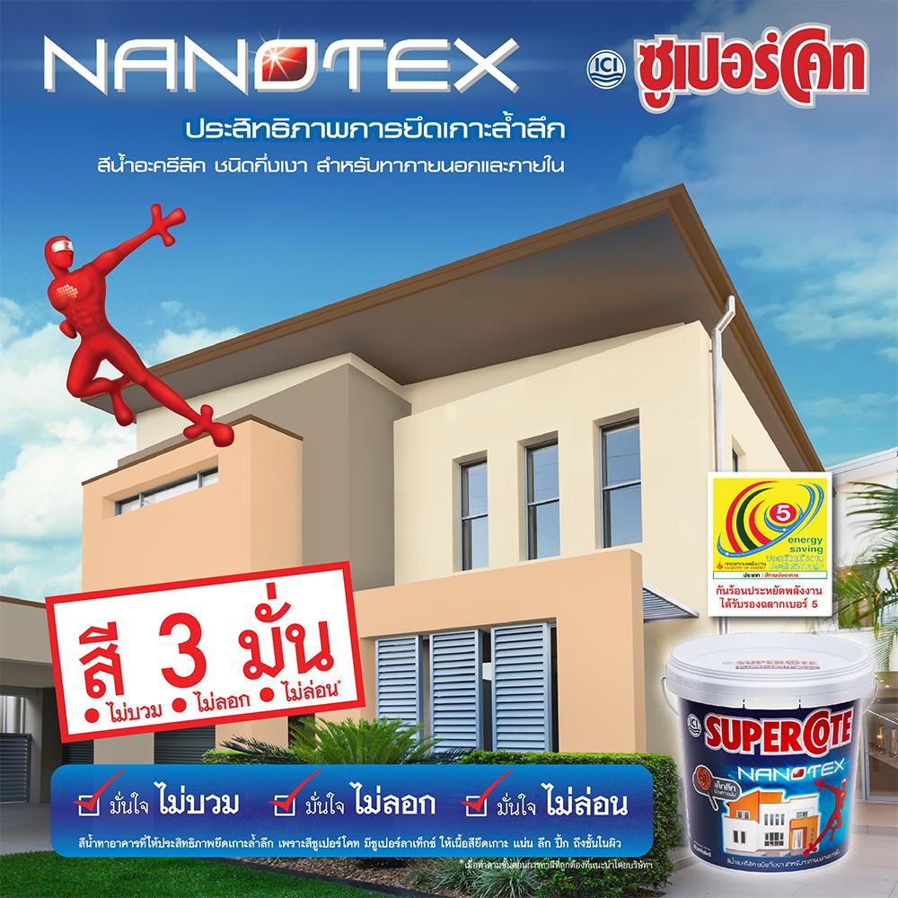 สีน้ำทาภายนอก DULUX SUPERCOTE NANOTEX BASE A กึ่งเงา 3 ลิตร