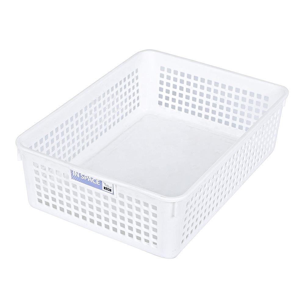ตะแกรงใส่ของเหลี่ยม กลาง INSPACE KECH 5181 สีขาว