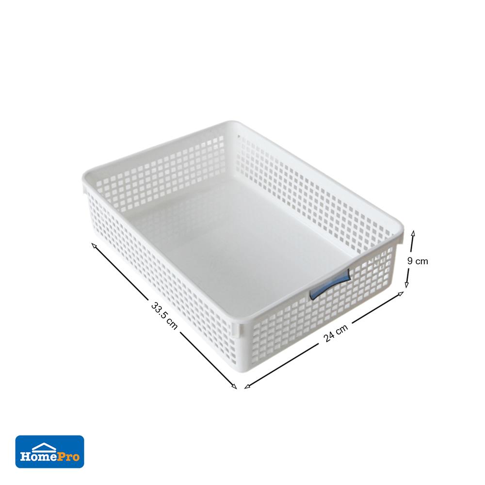 ตะแกรงใส่ของเหลี่ยม ใหญ่ INSPACE KECH 5182 สีขาว