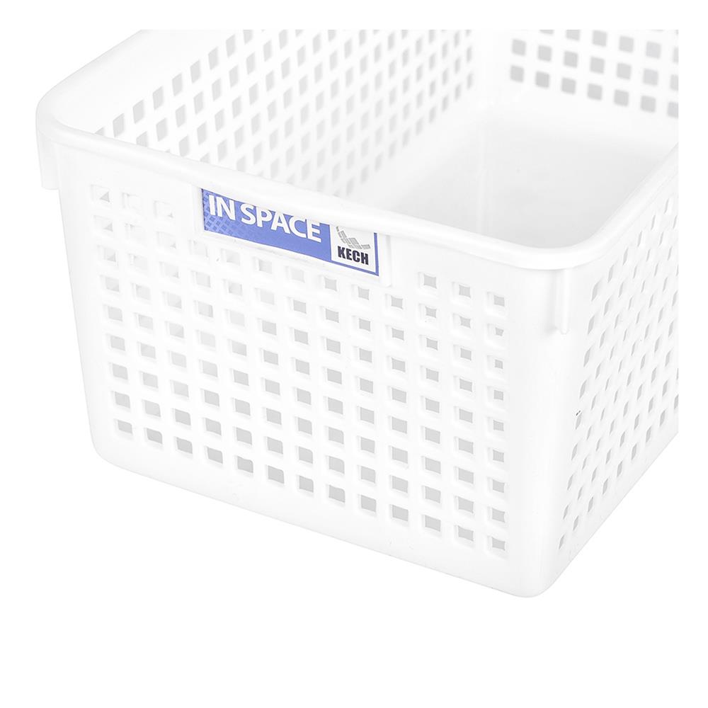 ตะแกรงใส่ของเหลี่ยมสูงกลางINSPACE KECH 5185 สีขาว