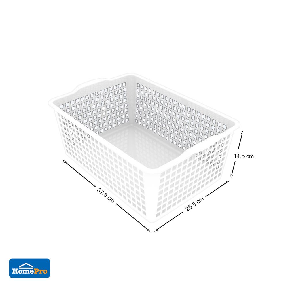 ตะแกรงใส่ของเหลี่ยมสูง ใหญ่ INSPACE KECH 5183 สีขาว