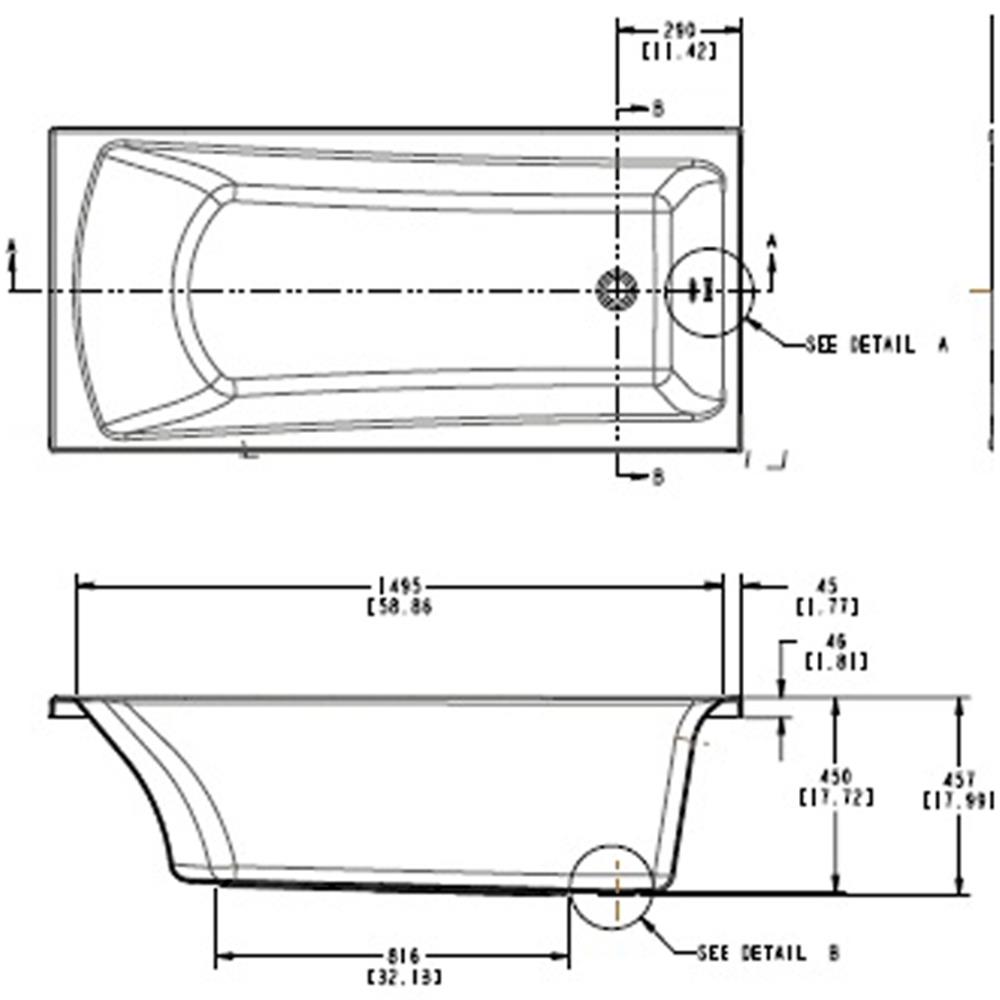 อ่างอาบน้ำ 160 ซม. KARAT K-45970X-WK สีขาว