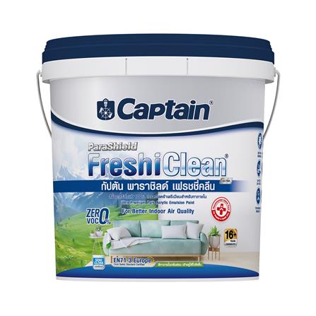 สีน้ำทาภายใน ชนิดกึ่งเงา CAPTAIN FRESHI CLEAN ULTRA BASE D สีขาว 2.5 แกลลอน_0