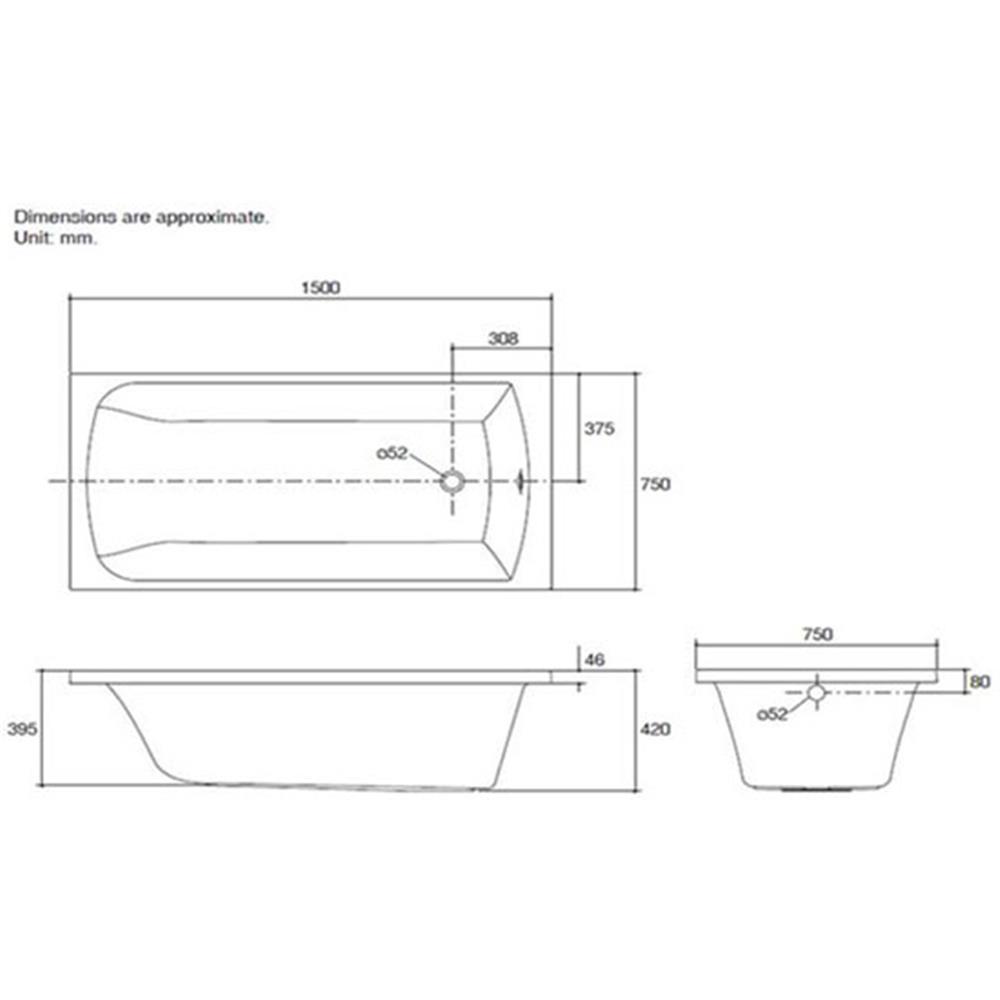 อ่างอาบน้ำ 150 ซม. KOHLER K-45703X สีขาว