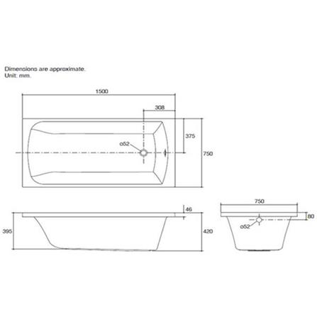 อ่างอาบน้ำ 150 ซม. KOHLER K-45703X สีขาว_1