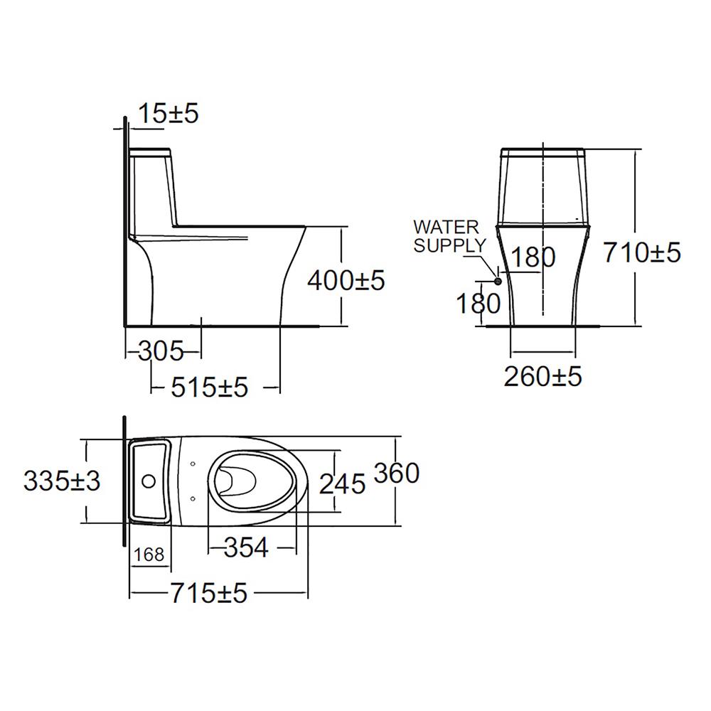 สุขภัณฑ์ 1 ชิ้น AMERICAN STANDARD TF-2530-WT-0 3/4.2 ลิตร สีขาว