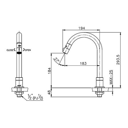 ก๊อกซิงค์เดี่ยวเคาน์เตอร์ COTTO CT1063 สีโครม_1