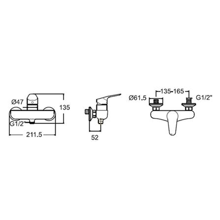 ก๊อกผสมยืนอาบ AMERICAN STANDARD A-0312-300_1
