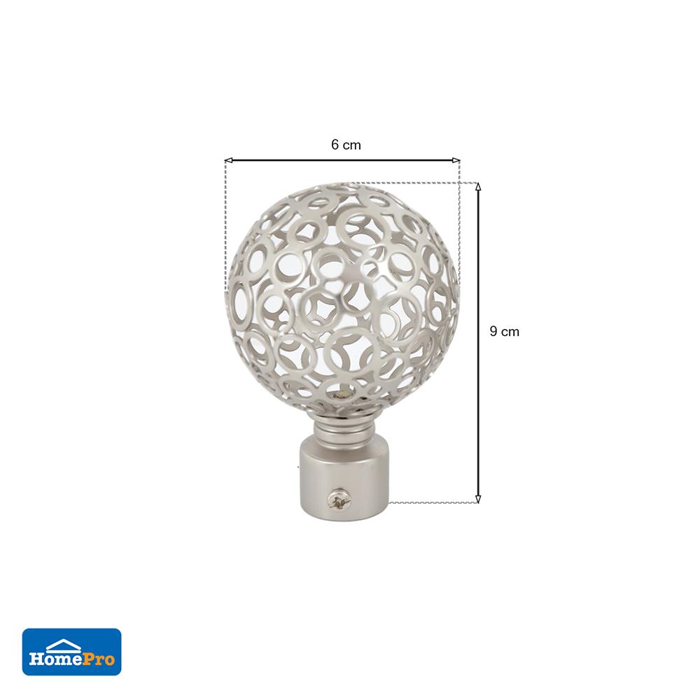 หัว-ท้ายรางผ้าม่าน หัวฉลุ HOME LIVING STYLE 19 มม. สีเงิน