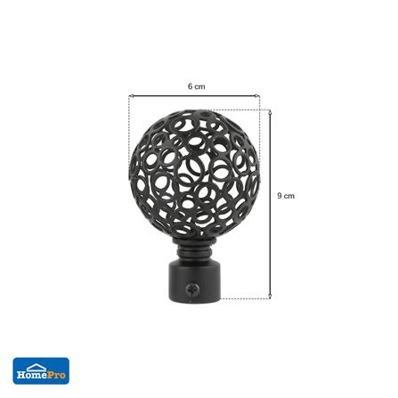 หัว-ท้ายรางผ้าม่าน หัวฉลุ HOME LIVING STYLE 19 มม. สีดำ_4