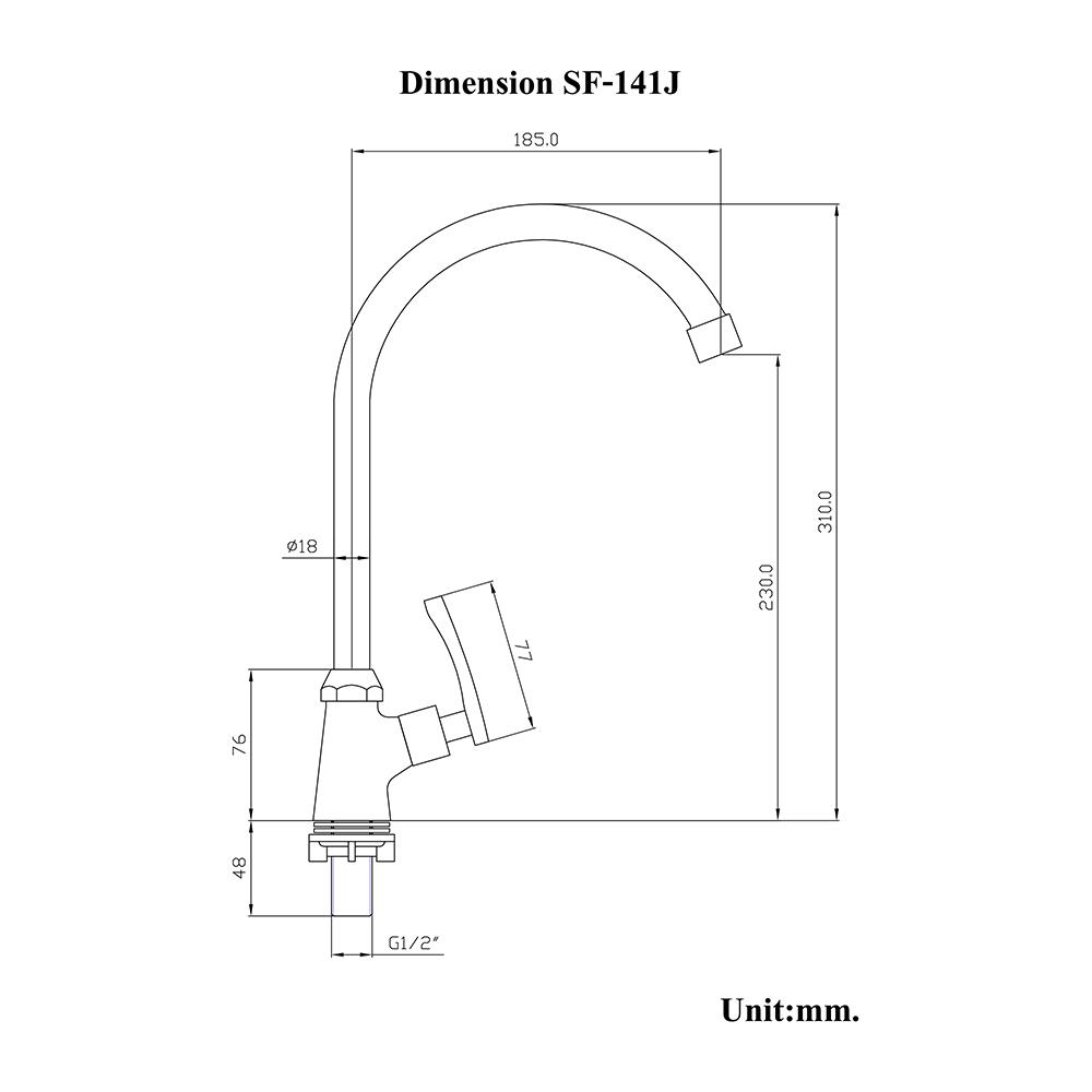 ก๊อกซิงค์เดี่ยวเคาน์เตอร์ HANG SF-141J สีโครม