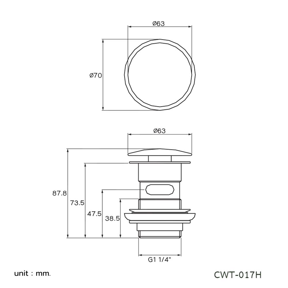 สะดืออ่างล้างหน้าแบบกด WS CWT-017H