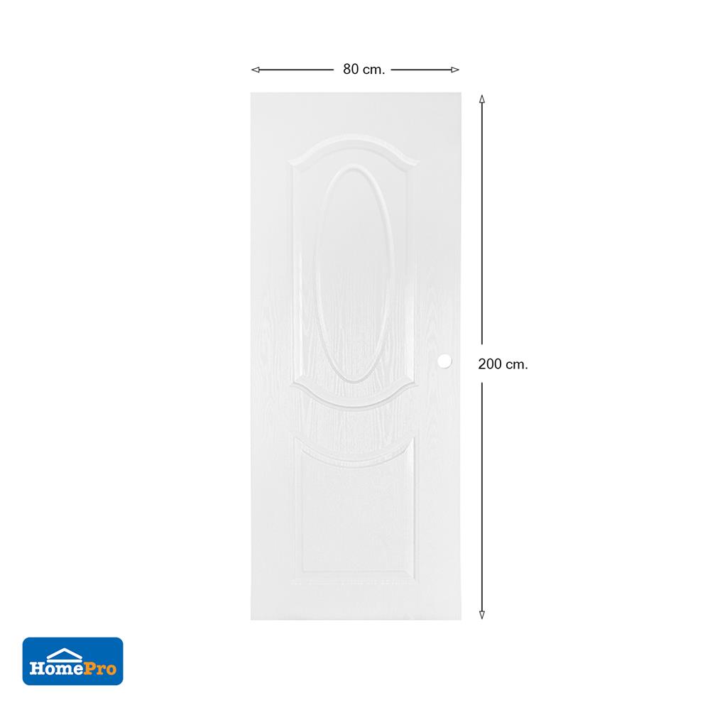 ประตูภายนอก UPVC AZLE ET-02 80X200 ซม. สีขาว เจาะลูกบิด