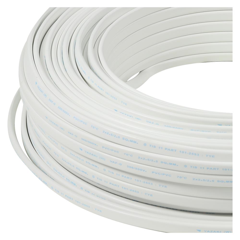 สายไฟ VAF-G YAZAKI 2x2.5/2.5 ตร.มม. 100 ม. สีขาว