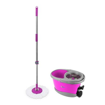 ชุดอุปกรณ์ถังปั่นพร้อมไม้ม็อบ BE WISH STAINLESS PLUS สีม่วง