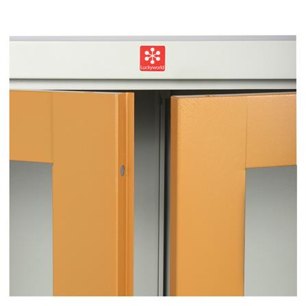 ตู้เหล็กสูงบานเปิดกระจก LUCKY WORLD KWG-183-EG สีน้ำตาล_3