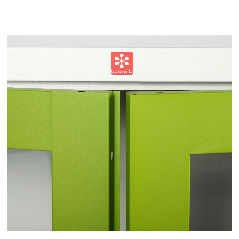 ตู้เหล็กสูงบานเปิดกระจก LUCKY WORLD KWG-183-GG สีเขียว
