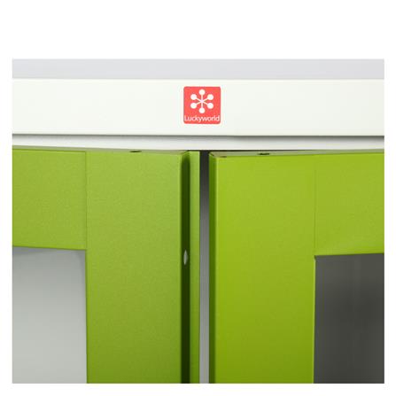 ตู้เหล็กสูงบานเปิดกระจก LUCKY WORLD KWG-183-GG สีเขียว_3