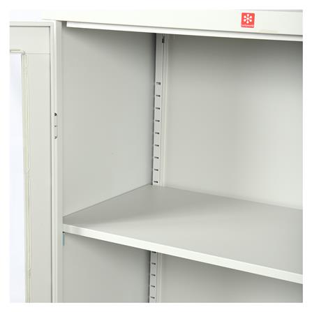 ตู้เหล็กสูงบานเปิดกระจก LUCKY WORLD KWG-183-TG สีเทาทราย_3