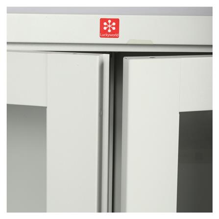 ตู้เหล็กสูงบานเปิดกระจก LUCKY WORLD KWG-183-TG สีเทาทราย_4